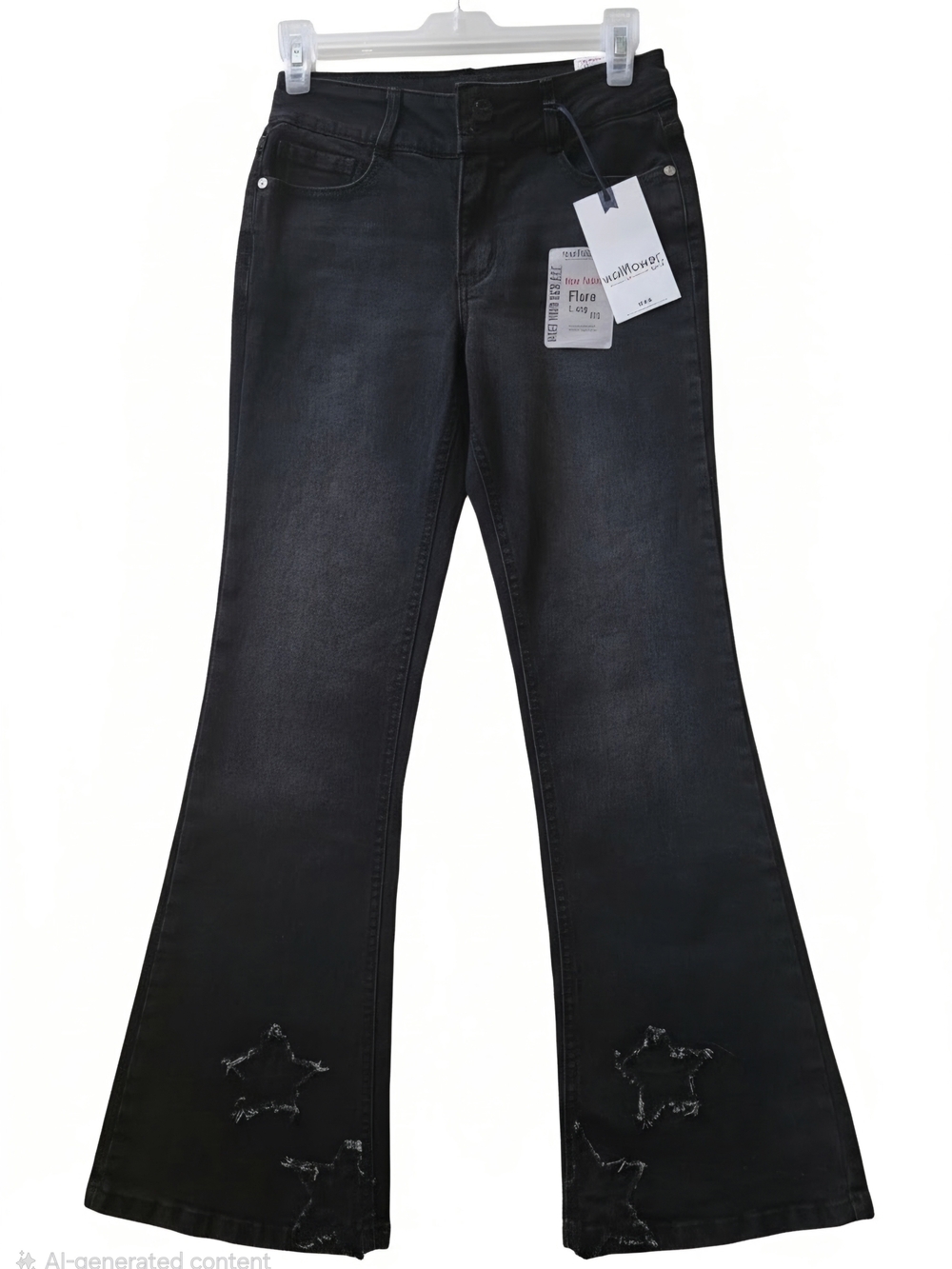 Wallflower Black Flare Jeans with Star Appliqué Size 12 Girls.
